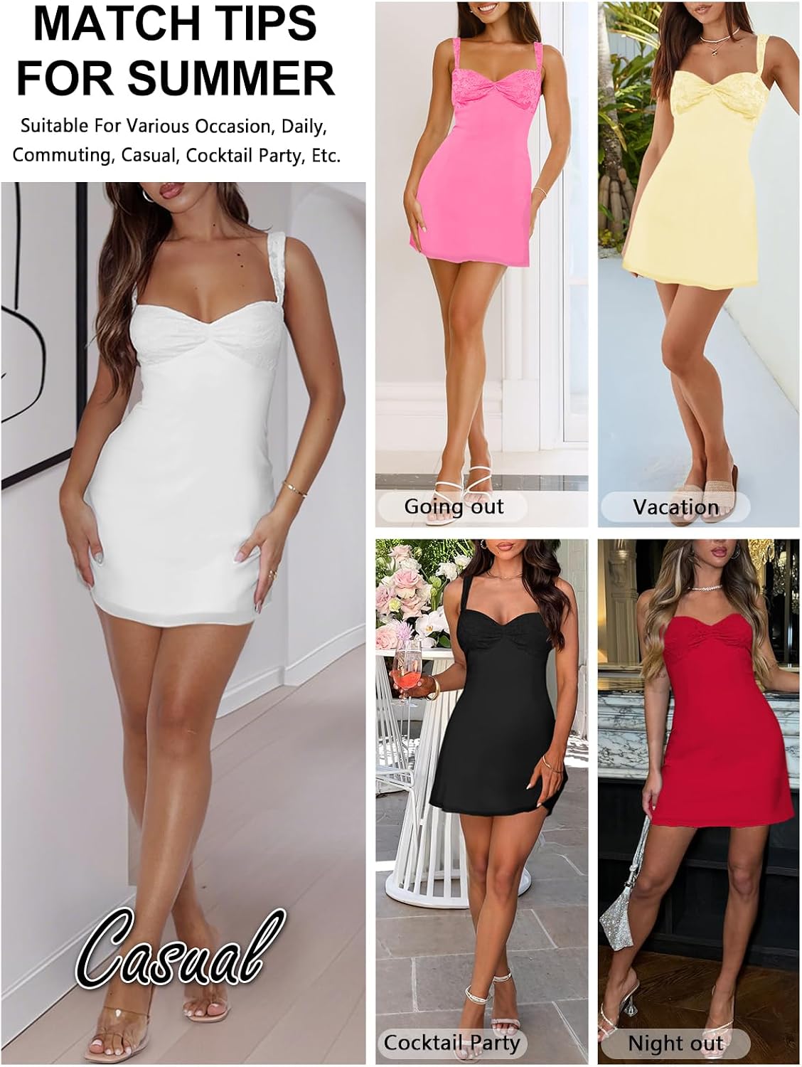 Women's Summer Mini Dresses Sleeveless Sexy Square Neck Lace Splicing Cocktail Party Straps Bodycon Dress .