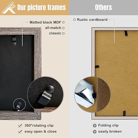 Golden State Art, 4x6 Three Picture Frame Trifold Hinged Photo Frame with 3 Openings, Desk Top Family Picture Collage, with Real Glass (4x6 Triple, Black, 1-Pack)
