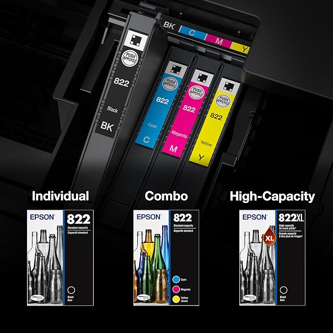 EPSON 822 DURABrite Ultra Ink High Capacity Black Cartridge (T822XL120-S) Works with WorkForce Pro WF-3820, WF-3823, WF-4820, WF-4830, WF-4833, WF-4834