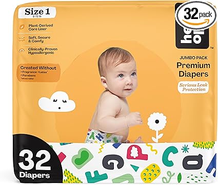 Hello Bello Premium Baby Diapers Size 1, 32 Count of Disposable, Extra-Absorbent, Hypoallergenic Baby Diapers with Snug and Comfort Fit, Alphabet Soup