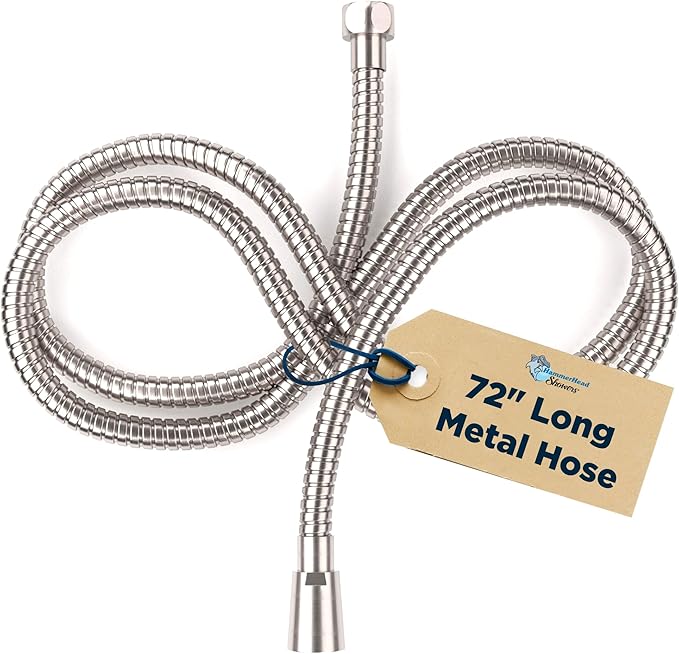 HammerHead Showers All Metal Shower Hose Attachment for Showerhead, Extra-Long 72-Inch Universal Replacement Hose for Hand held Shower, Brushed Nickel