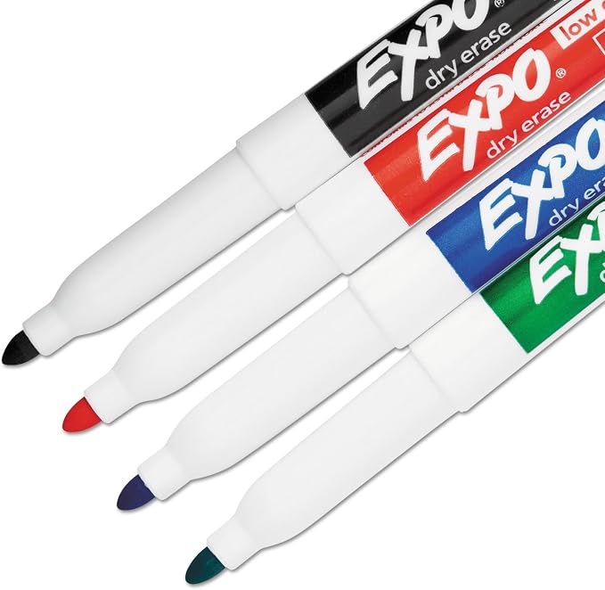 EXPO 86074 Low Odor Dry Erase Marker Fine Point Assorted 4/Set