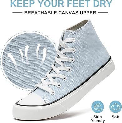 Canvas High Top Sneakers for Women Men Classic Lace Up Canvas Shoes Womens Mens Fashion High Top Sneakers Casual Tennis Walking Shoes