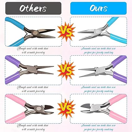 8 Pieces Jewelry Making Pliers , Needle Nose Pliers, Round Nose Pliers, Nylon Jaw Pliers for Jewelry DIY