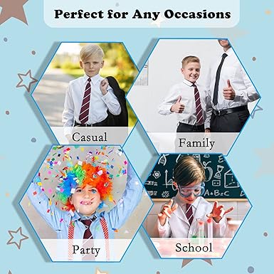 Mantieqingway School Ties for BoysKids, Pre-tied Adjustable Neckties Boys Tie for Graduation Uniforms Party Casual(Age 5-12)