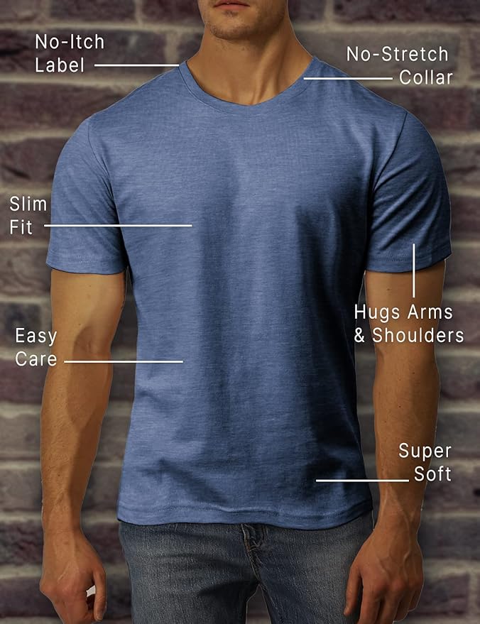 H2H Mens Casual Slim Fit Short Sleeve T-Shirts Soft Lightweight V-Neck/Crew-Neck Size XS to 3XL