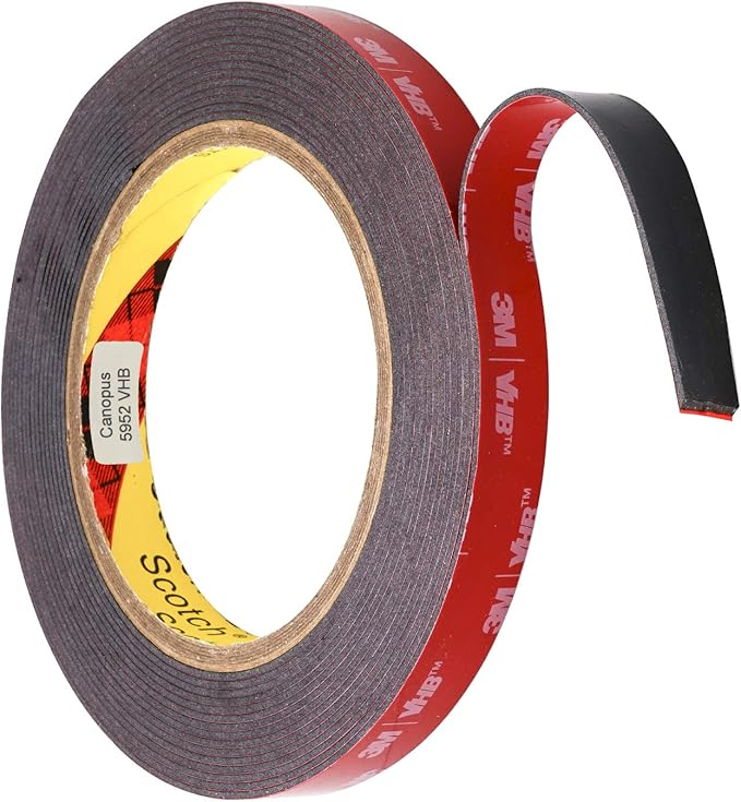 3M VHB Heavy Duty Mounting Tape 5952, 0.5" width x 5yd length (1 Roll) (4 Pack (1 Roll))