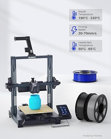 ELEGOO PLA Filament 1.75mm Black 2KG, 3D Printer Filament Dimensional Accuracy +/- 0.02mm, 2pcs 1kg Spool(2.2lbs) Fit Most FDM 3D Printers