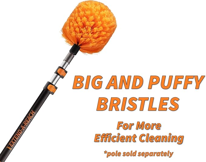Cobweb Duster Head Brush - Spider Web Brush for Outdoor & Indoor Web Cleaning - Twist-On Corner Duster Fits Standard Acme Threaded Extension Poles - Best Cobweb Brush Head (Pole Sold Separately)