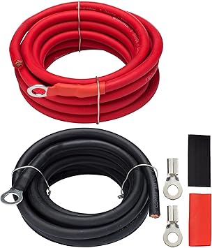 InstallGear AWG 5 Gauge 10ft Battery Power Inverter Cables - 2ct Red/Black Battery Cable for Solar, Auto, RV and Marine, Lawn Mower - 99.9% Deoxigenized Copper, Set - Battery Cable Wire - Battery Wire