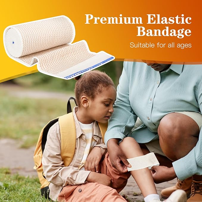 2 Pack 3" Premium Elastic Bandage Wrap, Reusable Hook and Loop Compression Wrap Bandage for Knees, Anks, Wrists, Legs, Body(2 Pack 3" Bandage)