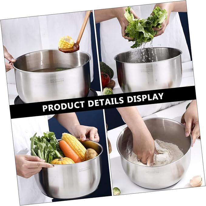 XENITE 1pc Steel Duty Whisking Storage Heavy Scale Supplies Serving Cream Mixing Blender Prep Stainless Deep Pot Grade Tool for Nesting Cooking Deeper Egg Baking Measurement Plates