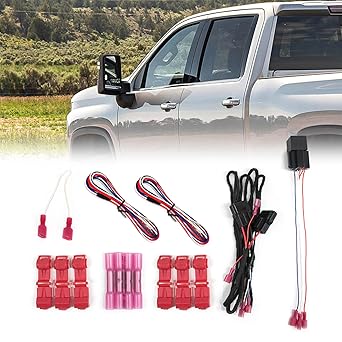 Tow Mirrors Wire Harness Compatible with 2019-2024 Chevy Silverado 1500 with Running Light, Turn Signal, Back Up Light