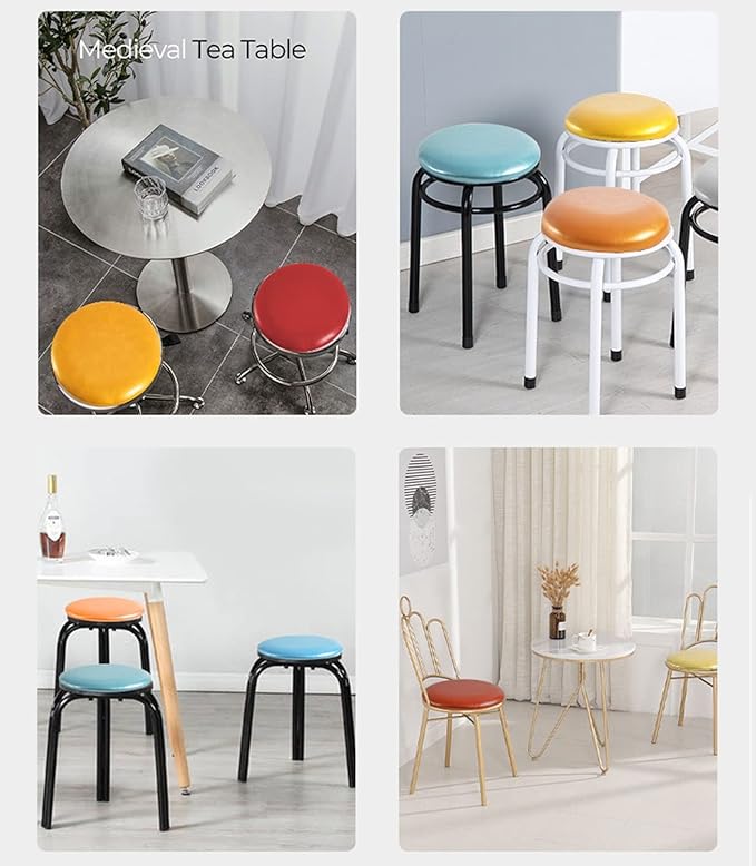 Waterproof Round Chair Cushion, Round Dining Chairs Seat Cushion PU Leather Cushion, Indoor and Outdoor Round Chair Pad Non-slip Soft Pad