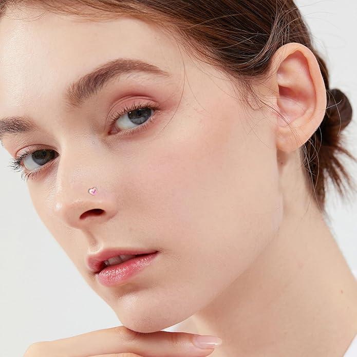 ONESING 9-40 Pcs 20G Nose Rings for Women Nose Piercings Jewelry Nose Rings Hoops L Shape Nose Studs Screw Hypoallergenic Nostril Surgical Stainless Steel Nose Rings Studs for Women Men