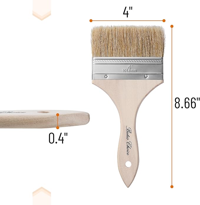 Bates- Chip Paint Brushes, 4 Inch, 12 Pack, Chip Brush, Brushes for Painting, Paint Brushes, Stain Brushes for Wood, Natural Bristle Paint Brush, 4 Inch Paint Brush, Chip Paint Brushes for Paint