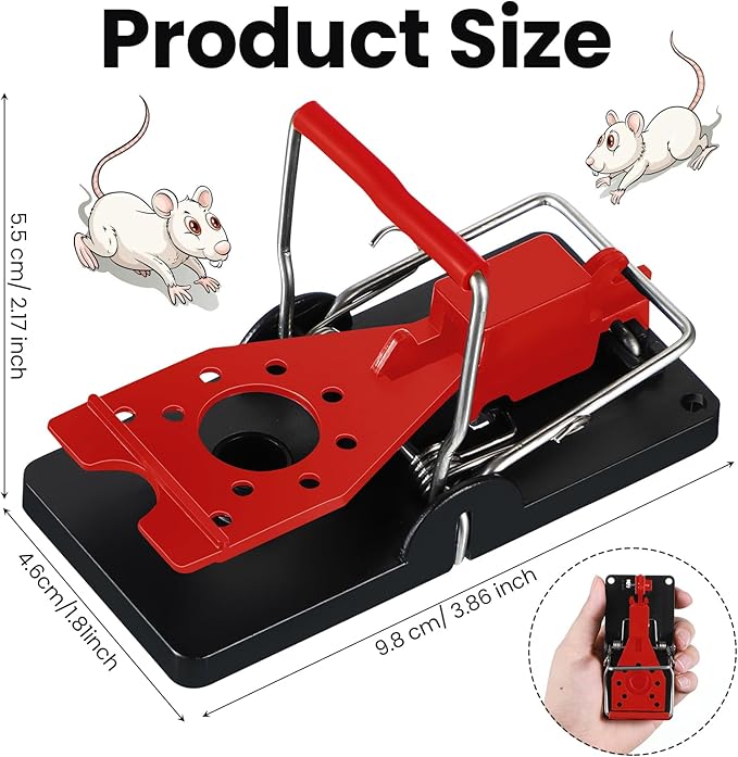 Qualirey 24 Pcs Plastic Mouse Rat Traps House Indoor Quick Effective Safe for Warehouse Garden Kitchen 3.86 x 1.81 x 2.17 Inch (Red)