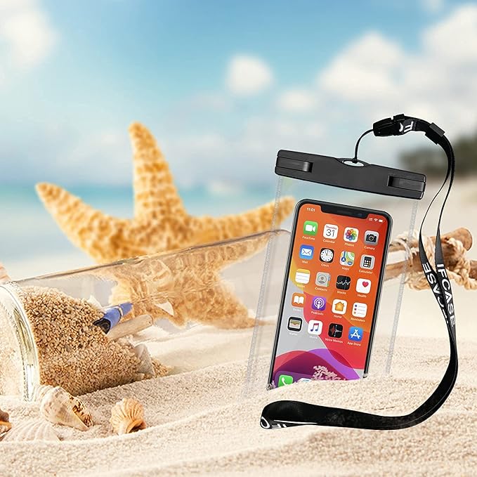 IFCASE Universal Waterproof Case, 2 Pack Large Phone Water Proof Dry Bag Pouch for iPhone 14 Pro Max, 13 12 11 XS XR 7 8 SE, Samsung Galaxy S23 S22 S21 S20 Plus, S23 Ultra 5G (PVC)