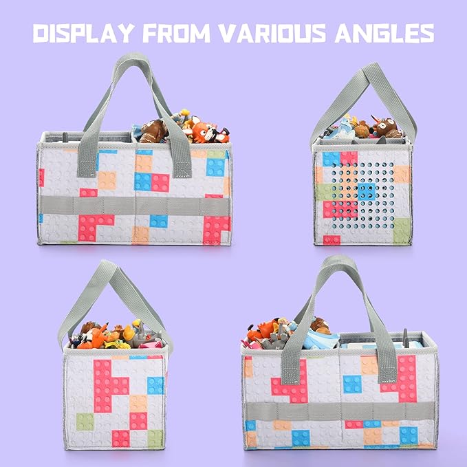 Carrying Case for Tonies Starter Set Storage Bag for Tonies Figurine, Home Outdoor Hand Bag for Tonies Audio Player and Dolls Musical Toy Folding Bag for Kids Toniebox Accessories (Checkered)