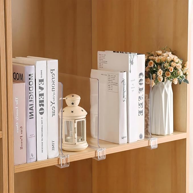 2 Pack Acrylic Shelf Dividers for Closet Organization, Adjustable Clear Clothes Purse Dividers for Closet, Shelf Separators in Closet Vertical Organizers for Sweater Storage
