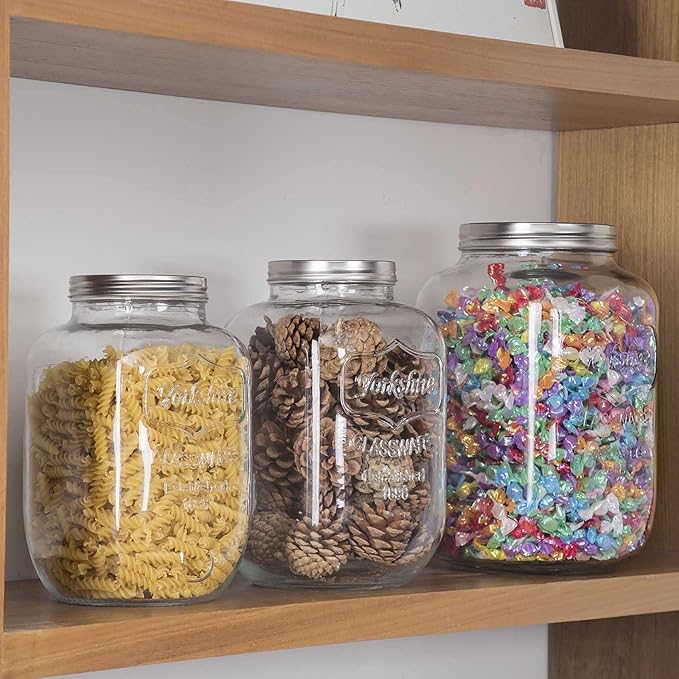 CATPOWER 1 Gallon Large Glass Jar With Mouth Canning Jar Kitchen Storage Jar Cookie Candy Penny Jar with Stainless Steel Screw Lid