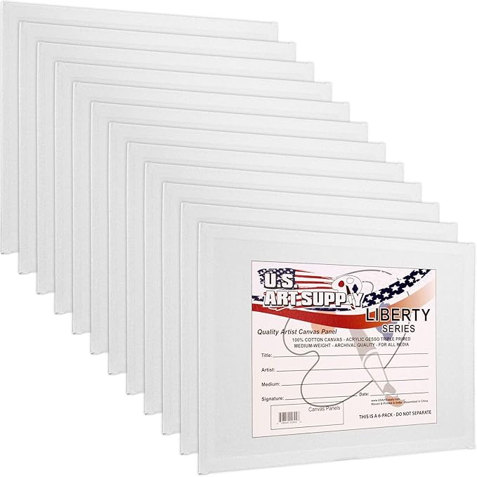 US Art Supply 16 X 20 inch Professional Artist Quality Acid Free Canvas Panel Boards for Painting 12-Pack (1 Full Case of 12 Single Canvas Board Panels)
