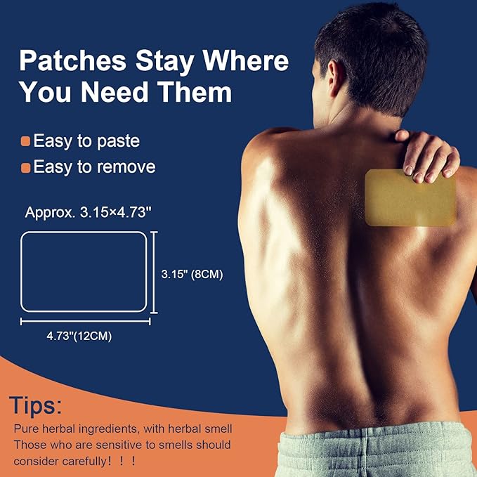 WILD Back Pain Patches Large - 12 Patches, Maximum Strength Fast Acting Long Lasting Knee Patches for Pain Relief Back Pain, Shoulder Pain, Knees, Neck, Joint Pain