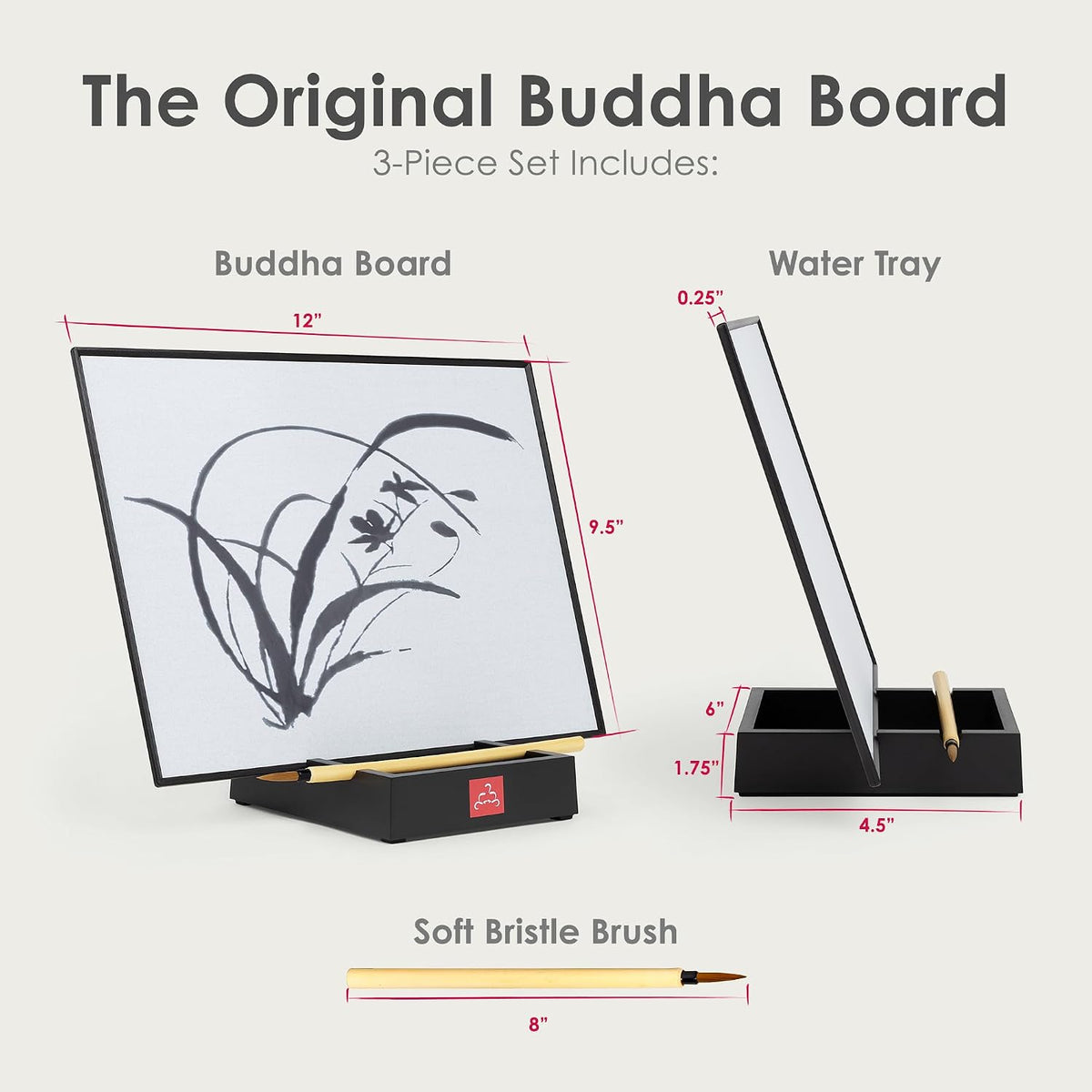 Relax, focus, and relieve stress with the Buddha Board's mess-free, water-based painting that teaches the art of letting go.