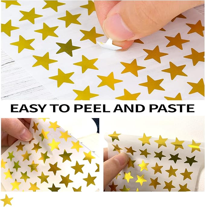 1080 Gold Star Stickers - Foil Star Stickers for Youngsters, DIY & Office Decoration, Student Planner & Classroom Teacher Supplies