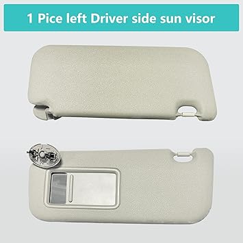 Left Driver Side Sun Visor Compatible with Toyota Corolla 2007 2008 2009 2010 2011 2012 2013, Replacement Front Left Sun Visor Assembly wMakeup Mirror 74320-12E00-B0