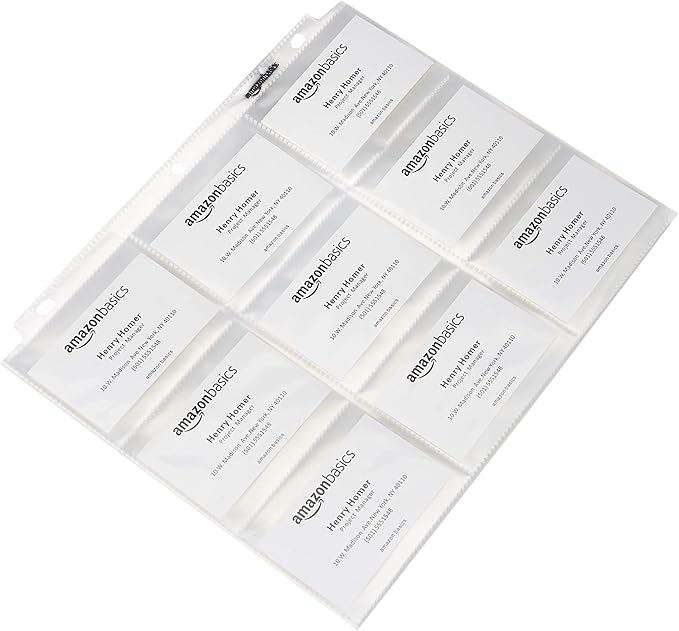 Basics 9 Sleeve Card Protectors Binder Sheet for Secure Card Storage, 100 Pack, Transparent