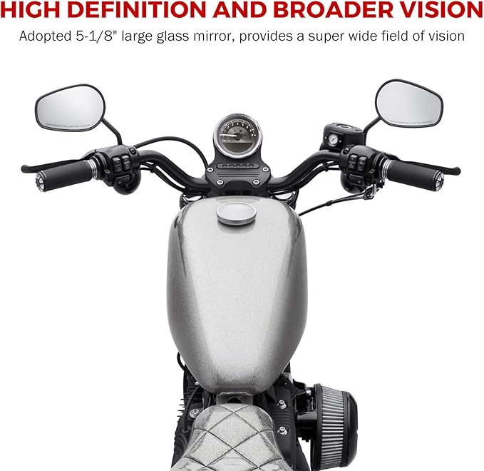 INNOGLOW Motorcycle Mirrors Rearview Mirror Side Mirrors Wide Field Matte Black Aluminum 8mm10mm Universal for Suzuki kawasaki Cruiser Chopper