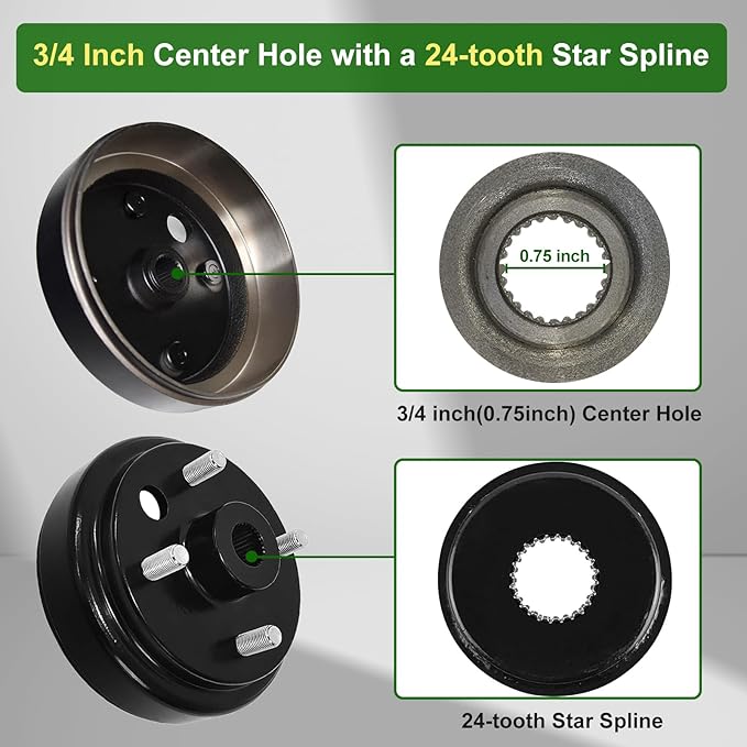 Golf Cart Brake Drum Hub Assembly Compatible with EZGO TXT 1982-Up Electric Vehicles Models,Replaces 19186-G1 19186-G1P 17082-G2 17298-G1