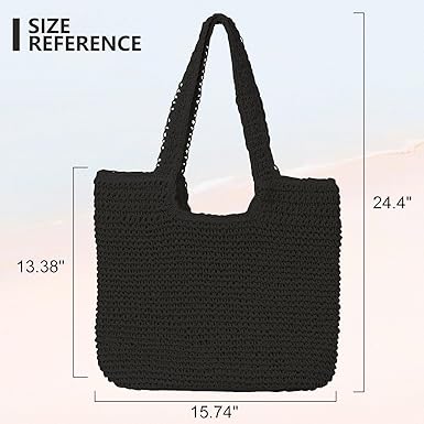 Beach Bags for Women - Summer Soft Large Woven Shoulder Purse Handbag, Beach Tote Straw Bag for Summer Vacation