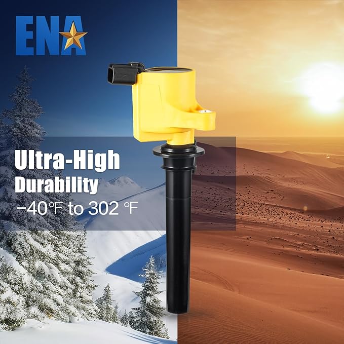 ENA Set of 6 Yellow Ignition Coil Pack 2001-2008 Compatible with Ford Mercury Mazda Tribute Mariner Escape Five Hundred Freestyle Montego Taurus Sable V6 3.0L Replacement for DG500 DG513 FD502