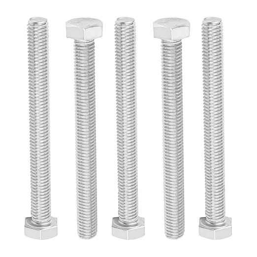 MroMax 5Pcs M8 x 80mm Hex Head Screws Bolts, 304 Stainless Steel 18-8, Fully Threaded, External Hex Drive, for Mounting Chair, Handles, Rail, Pump, Wheels, Antenna Parts, Boat and Plastic Bumpers