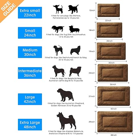 Dog Beds Crate Pad for Large Dogs Fit Metal Dog Crates,Ultra Soft Dog Crate Bed Washable Anti-Slip Kennel Pad for Dogs Cozy Sleeping Mat,Brown 42inch