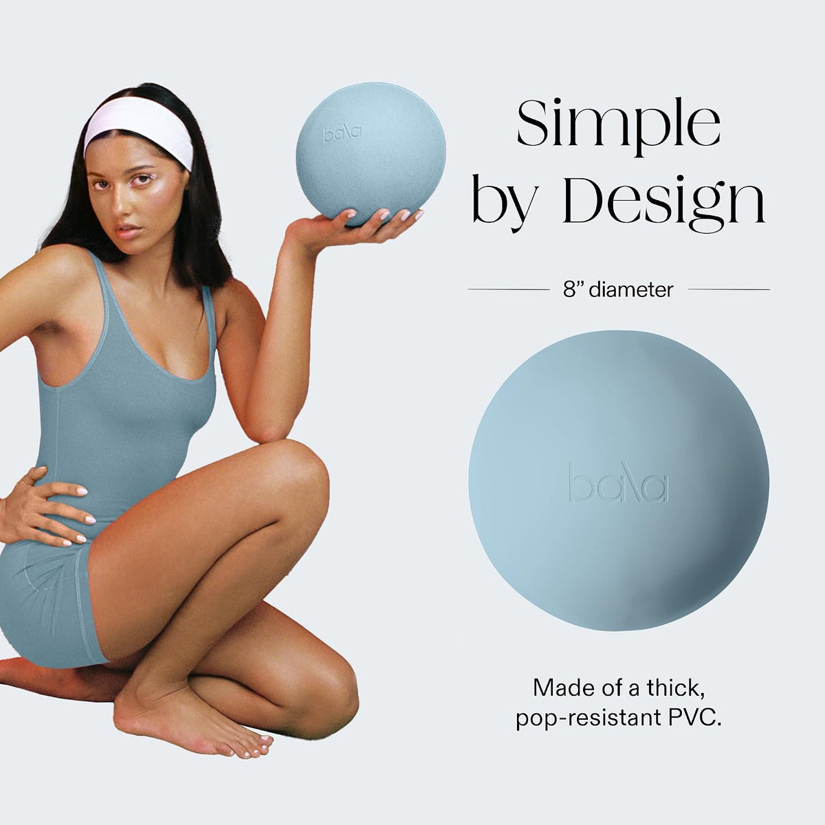 Bala Pilates Ball, Non-Weighted Exercise Ball - Small 8" Yoga Ball for Barre, Stretching, Strength & Core Training - Workout Accessory with Home Gym & Fitness Routines - 100% PVC ( No pump-box damage)