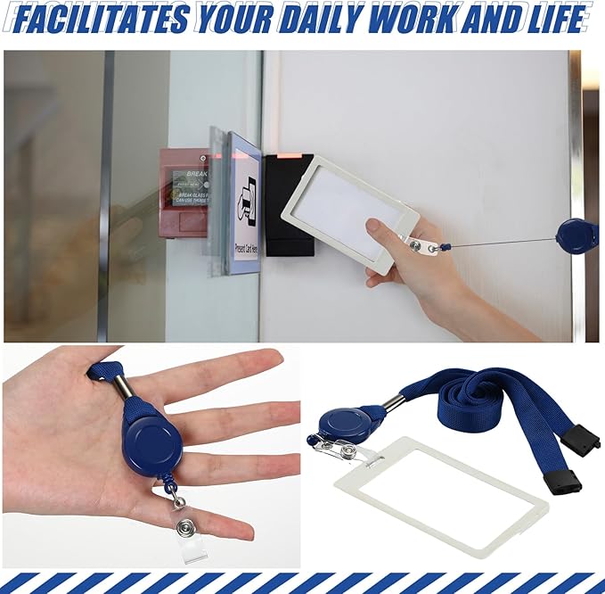 Windyun 36 Pcs Breakaway Lanyard with Safety ID Bulk Retractable Lanyards Flat Neck Straps (Blue)