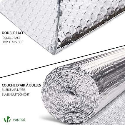Insulation Roll Radiator Foil 24in x 10ft, Double Aluminum Bubble Heat Thermal Reflector Panels