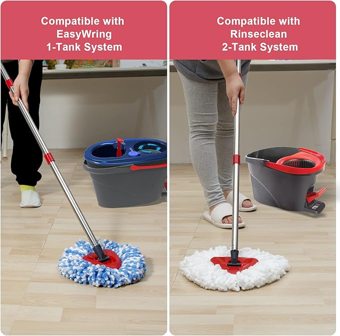 Spin Mop Replacement Handle - 4 Section Mop or Broom HandleStick Compatible with O Cedar Spin Mop Refills and Brooms, 30" to 59", American Threaded Joint End (Mop Head Not Included)