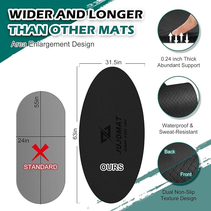 Jump Rope Mat Outdoor Indoor Non Slip Workout Exercise Mat, Shock Absorbing Jump Rope Pad for Crossrope, Oval Jumping Rope Mat for Concrete Home