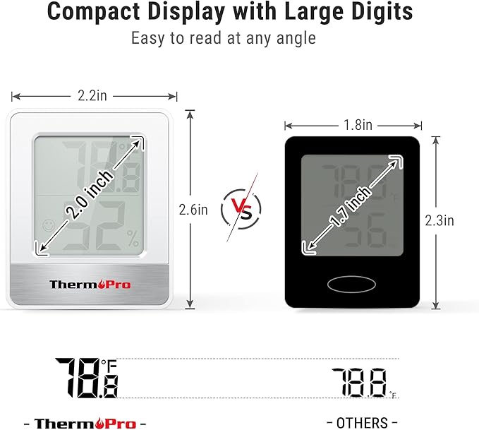 ThermoPro TP49 Digital Hygrometer Indoor Thermometer Humidity Meter Room Thermometer with Temperature and Humidity Monitor Mini Hygrometer Thermometer