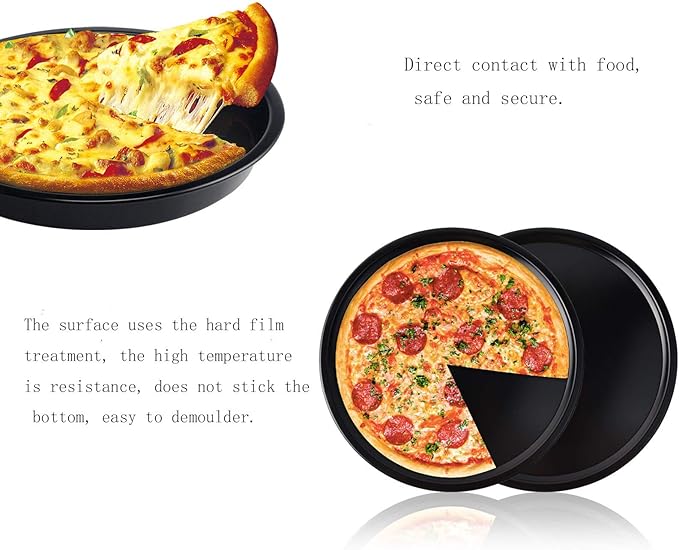 Pizza Pan Multifunction Round Thicken Carbon Steel Non-Stick Bakeware High Temperature Resistance Baking Tray for Home Kitchen Hotel Restaurant-9 inch