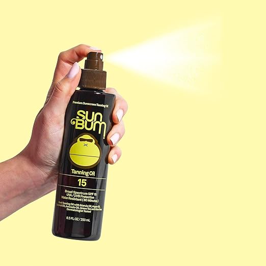 Sun Bum SPF 15 Moisturizing Tanning Oil Vegan and Hawaii 104 Reef Act Compliant (Octinoxate Oxybenzone Free) Broad Spectrum Moisturizing UVAUVB Sunscreen Tanning Oil 8.5 oz