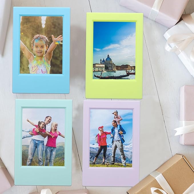 uxcell 5 Pcs Mini Picture Frames 2.4 x 3.6 Inch Rectangle Small Picture Photo Frame Holder for Tabletop Display Photos Paintings Landscape Posters Artwork, Multicolor