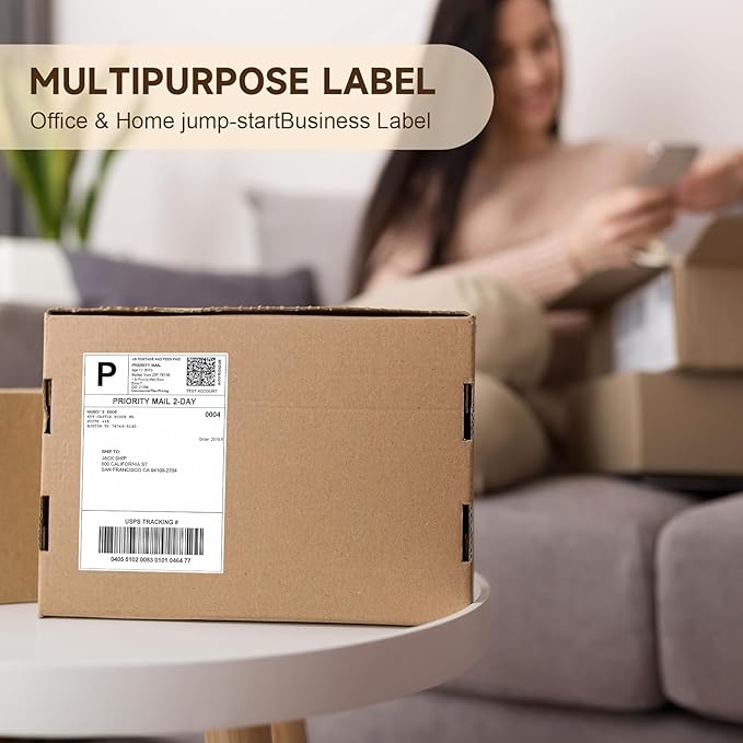 4" x 6" Thermal Direct Shipping Label, Pack of 500 Per Roll Labels - Perforated and Strong Adhesive (Commercial Grade) (Roll 500 Labels)