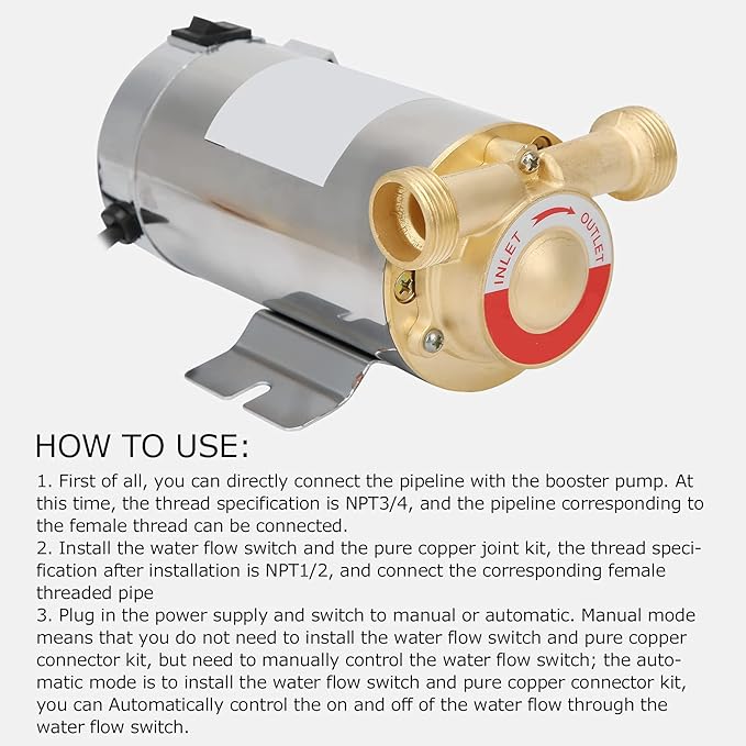WG-100 Booster Pump, Small Automatic Water Pressure Booster Pump, Power Water Pumps, Used in Shower Room or Garden, 100W(US Plug 110V)