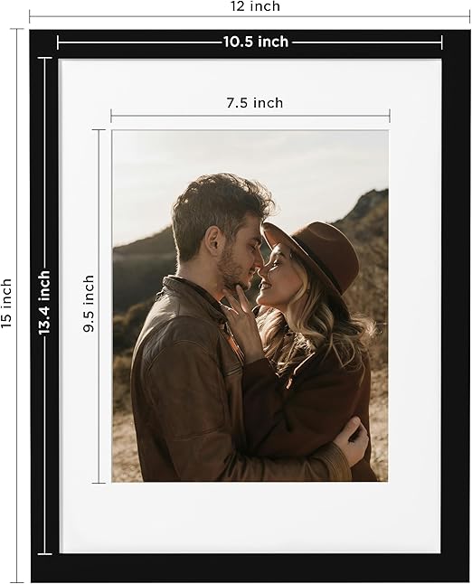 eletecpro 11x14 Picture Frame, Matted to 8x10 Photo or 11x14 without Mat, Black Poster Frame Made of Engineered Wood with Acrylic for Wall Mount or Tabletop Display, Classic Home Wall Decor