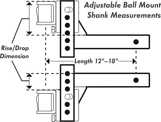 Eaz-Lift Ball Mount Shank | Features an Adjustable Design, Powder-Coated Finish, and Fits a 2-inch x 2-inch Receiver (48132)